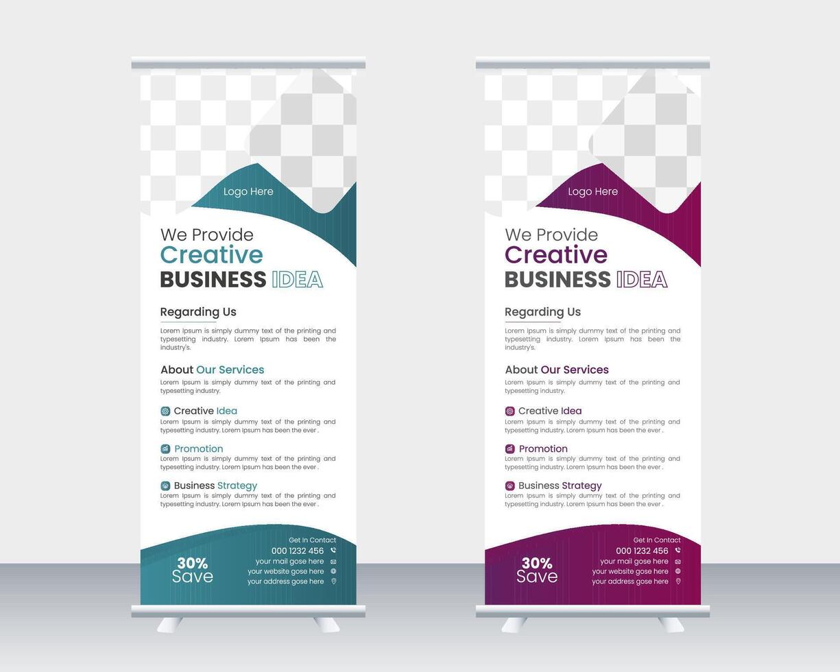 Corporate business roll up banner design template vector