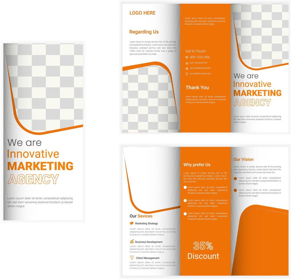 Business trifold brochure template design, vector