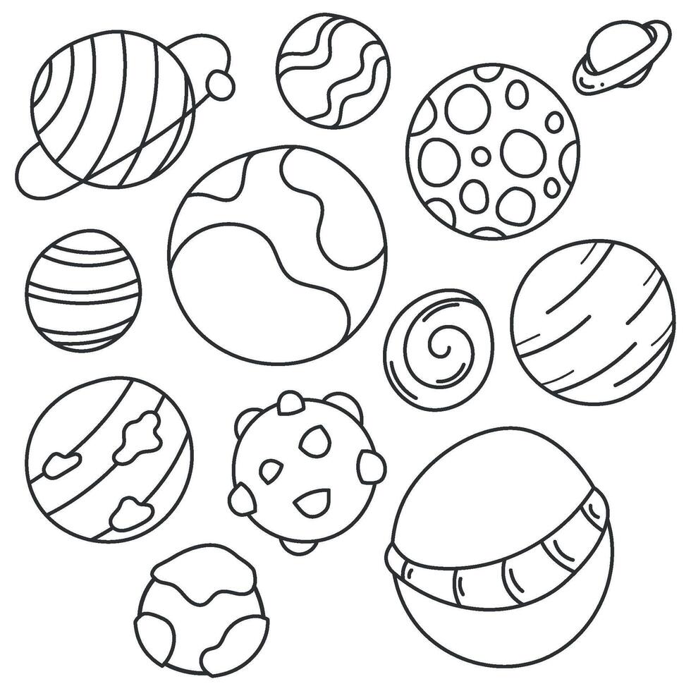 Planets pattern background Hand Draw Vector