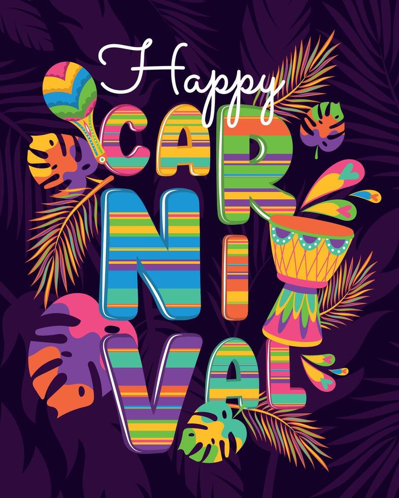 Colored brazilian carnival poster Vector