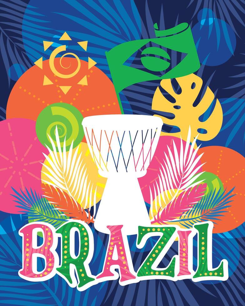 de colores tropical Brasil póster vector