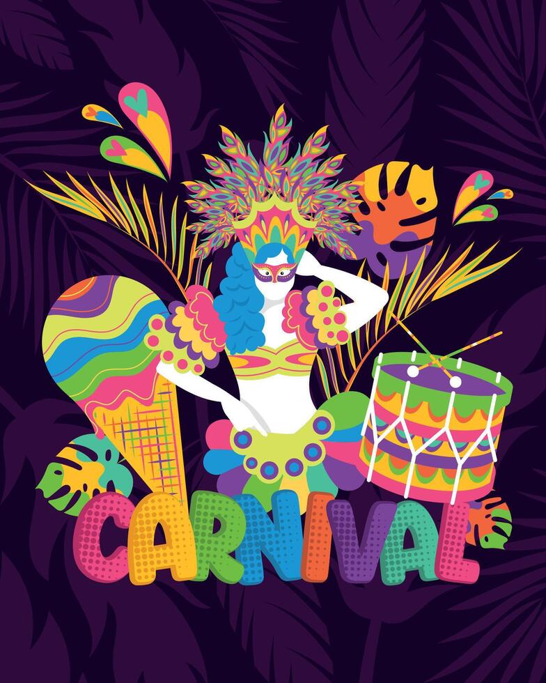 Colored brazilian carnival poster Vector