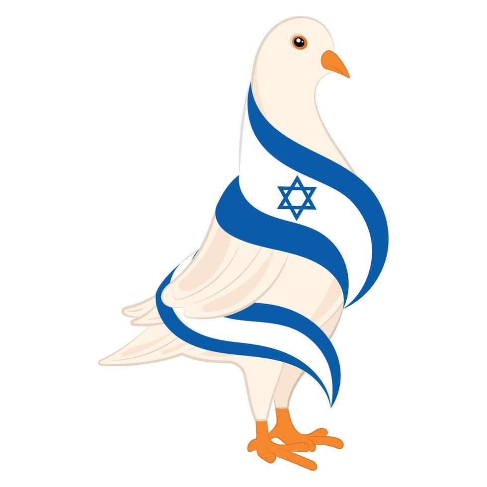 pájaro de paz con bandera de Israel vector