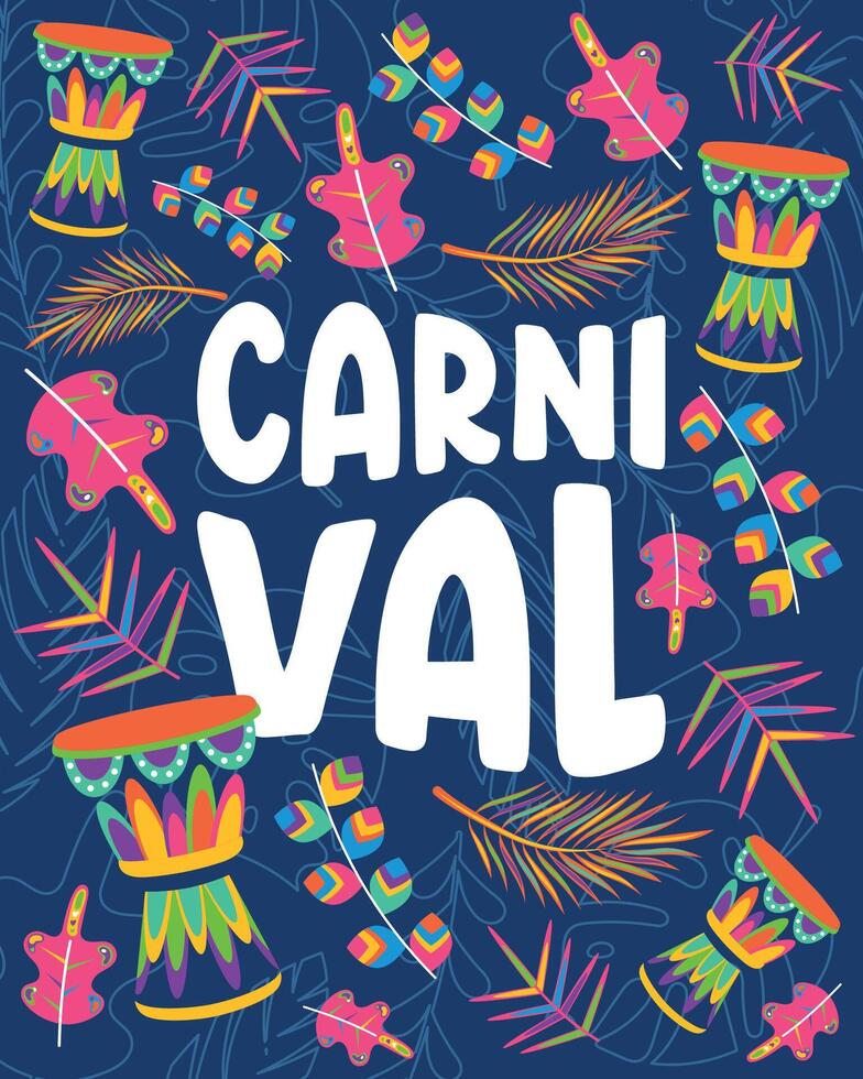 Colored brazilian carnival poster Vector