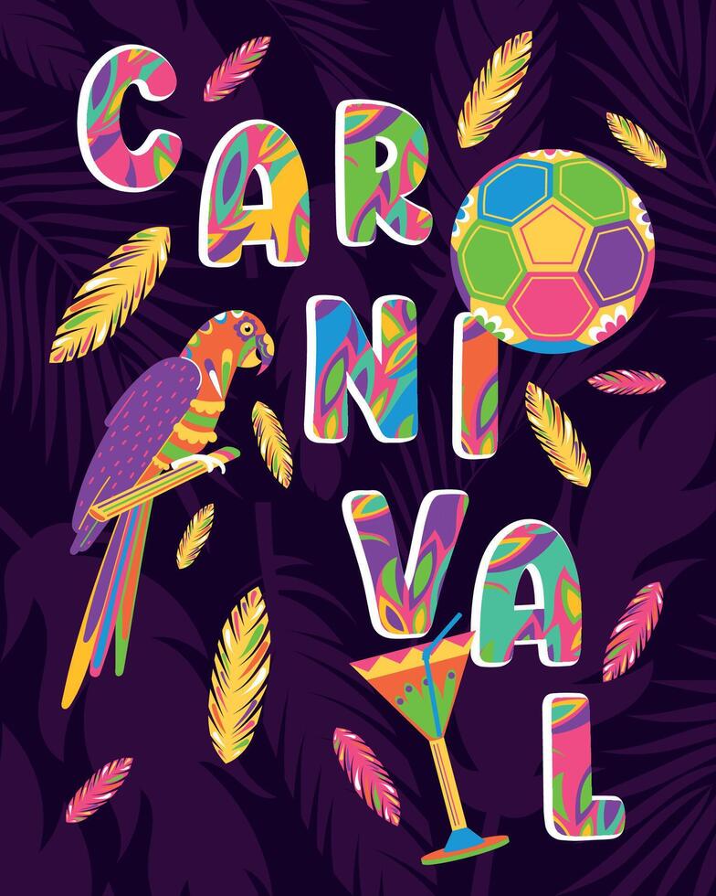 de colores brasileño carnaval póster vector