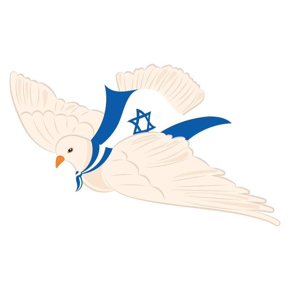 pájaro de paz con bandera de Israel vector