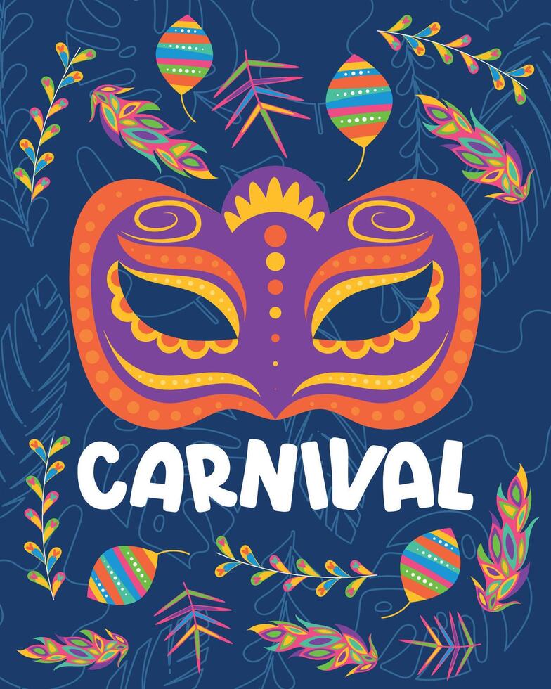 de colores brasileño carnaval póster vector