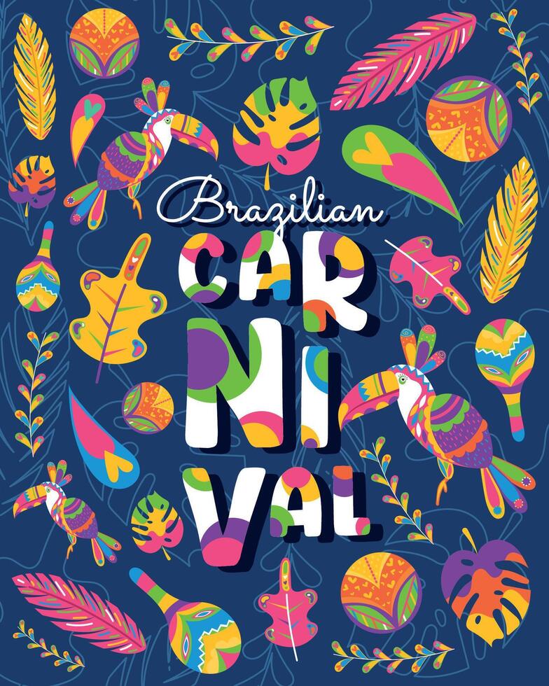 Colored brazilian carnival poster Vector