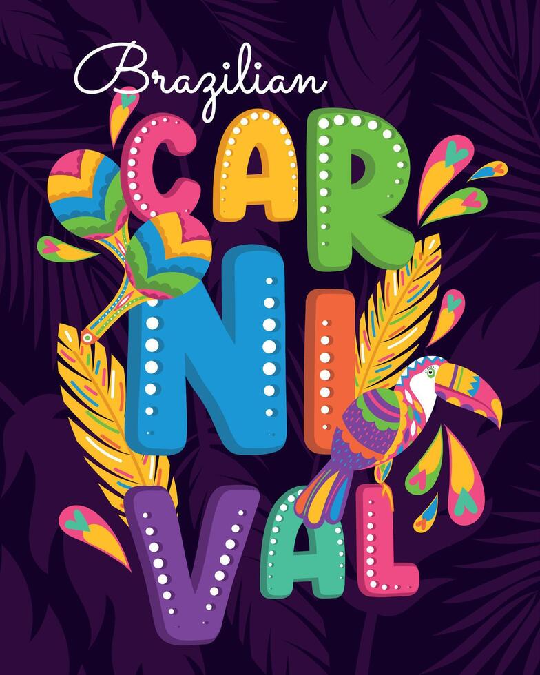 de colores brasileño carnaval póster vector