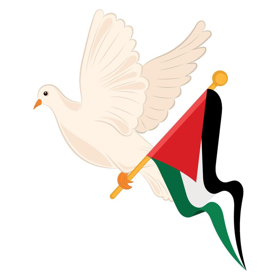 pájaro de paz con bandera de Palestina vector