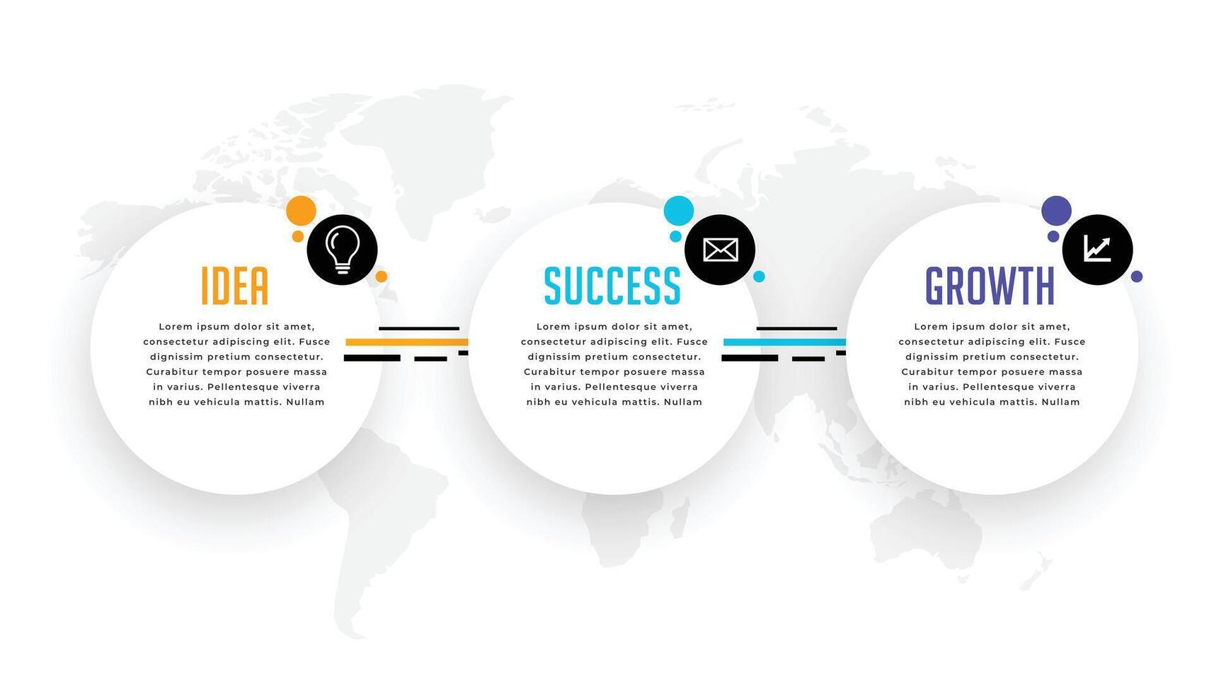 Tres paso infografía secuencia diagrama modelo para negocio márketing vector