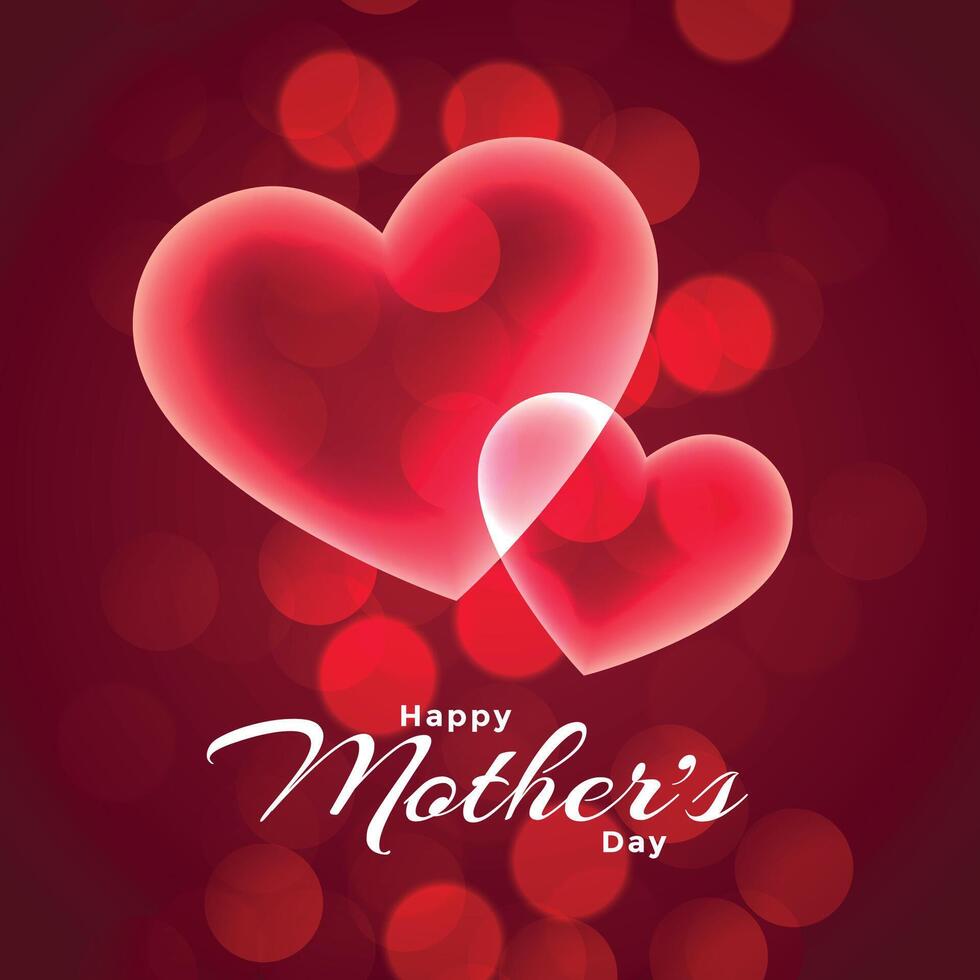 happy mothers day two glowing hearts background vector