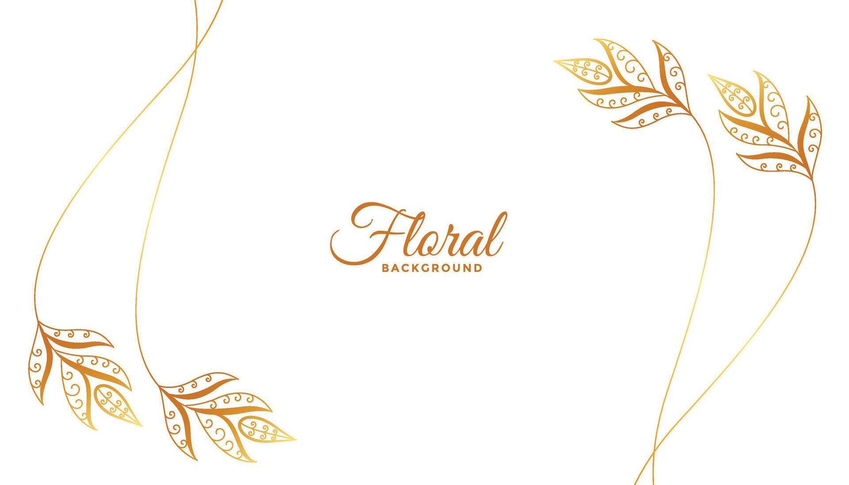 vintage style golden floral art white background design vector