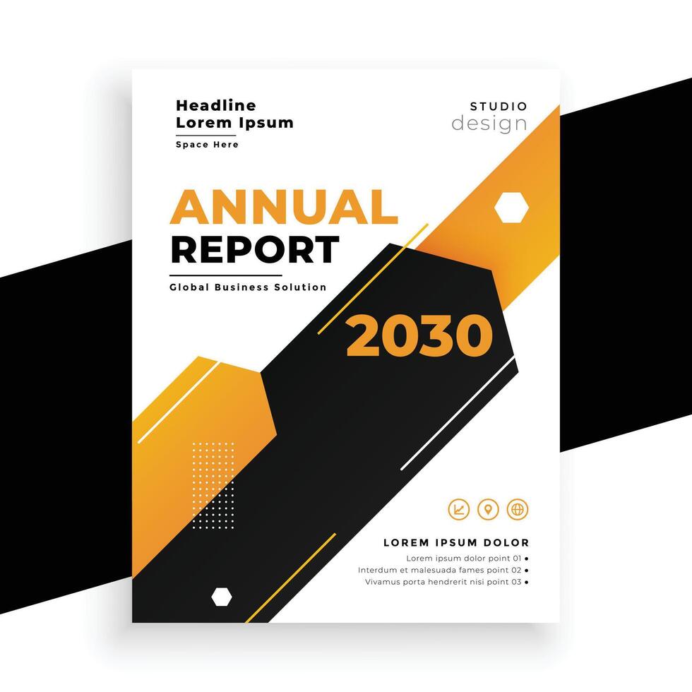negro y dorado corporativo anual reporte Boletin informativo página diseño vector