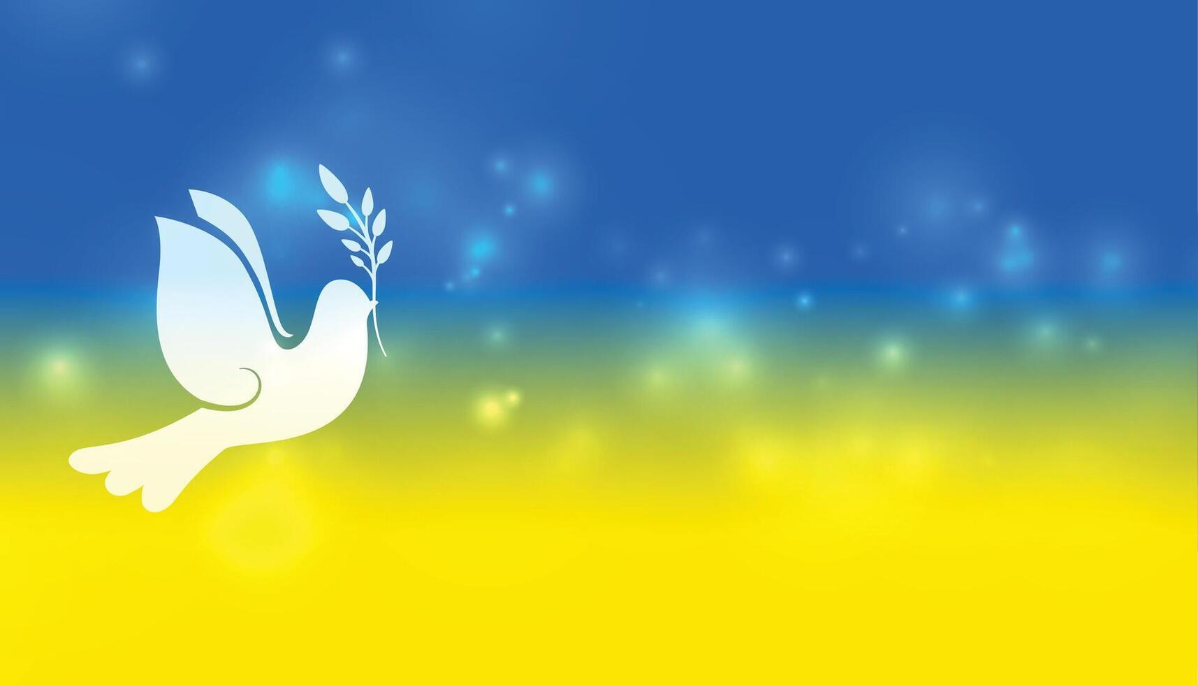 ukraine flag with dove bird poster vector