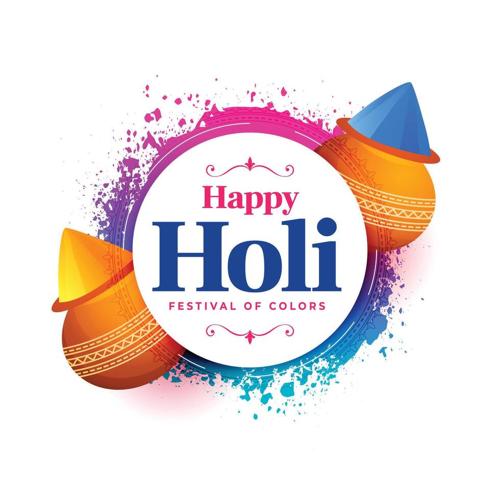 happy holi celebration wishes greeting card design vector