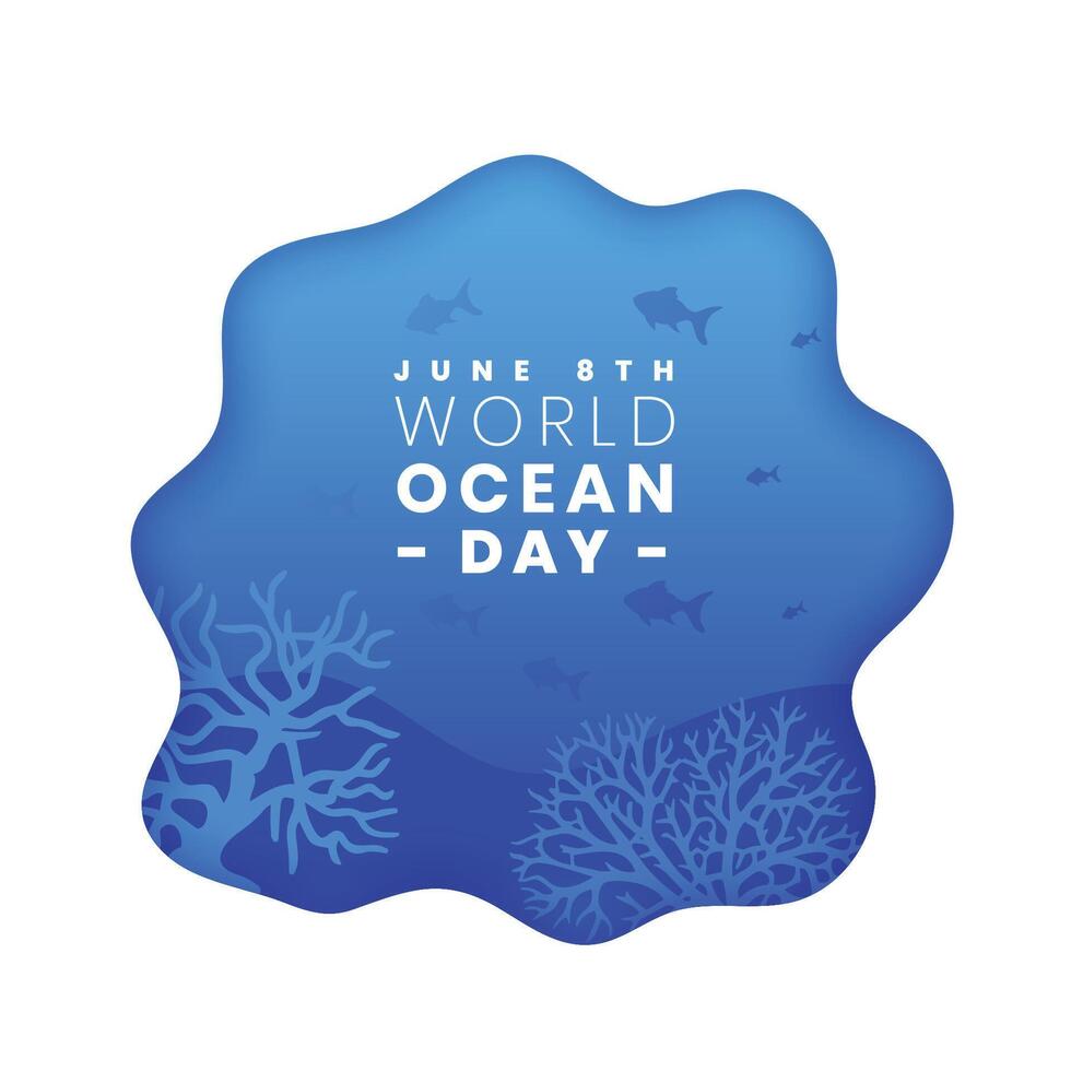 paper cut style world ocean day concept background with blue seascape vector