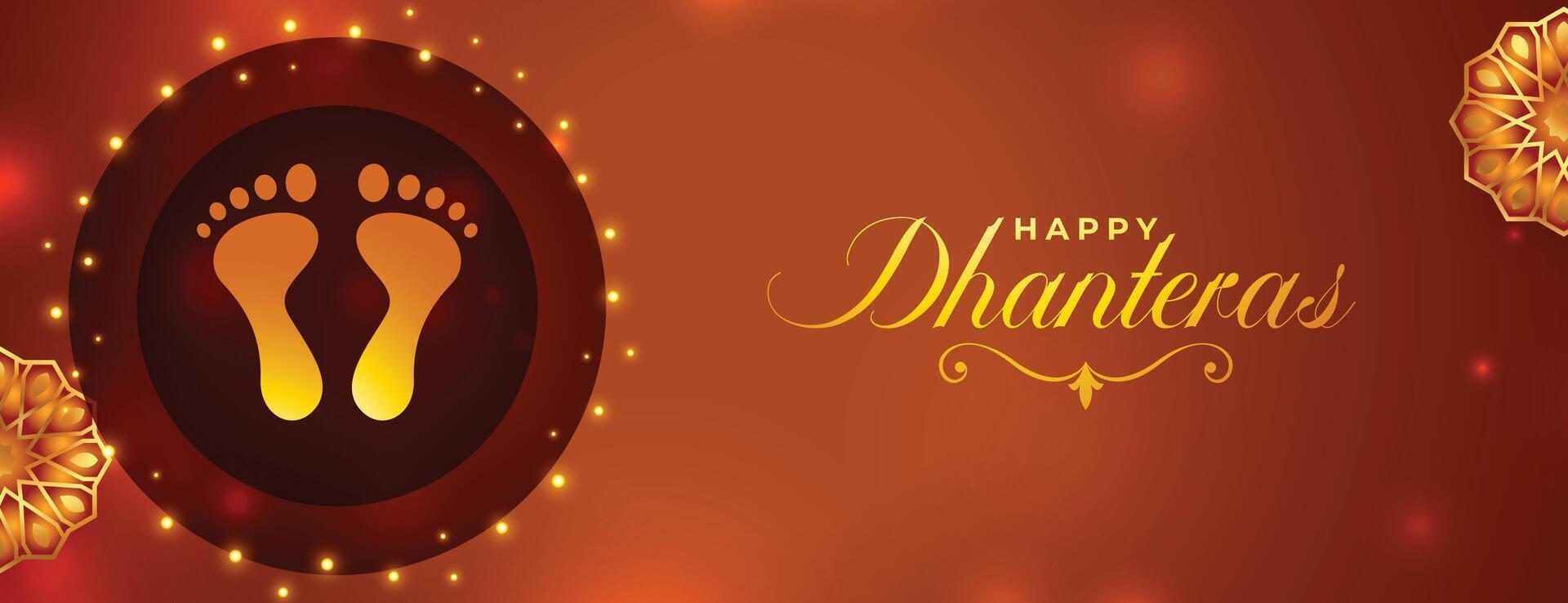 happy dhanteras goddess feet poster for prayer and blessing vector