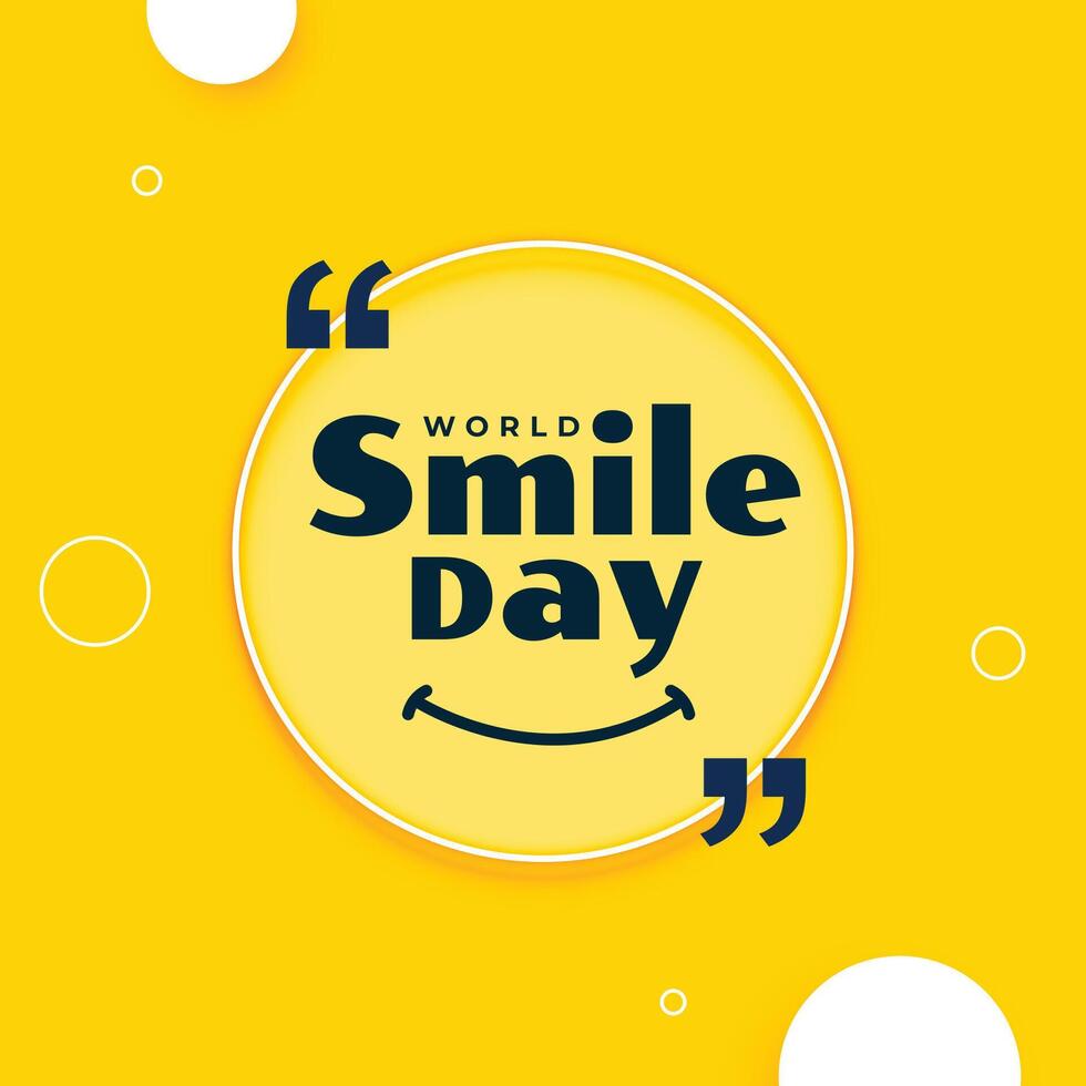 modern world smile day yellow background for smiling faces vector