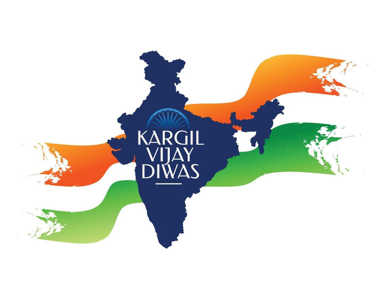 kargil vijay diwas patriotic poster with indian map silhouette vector