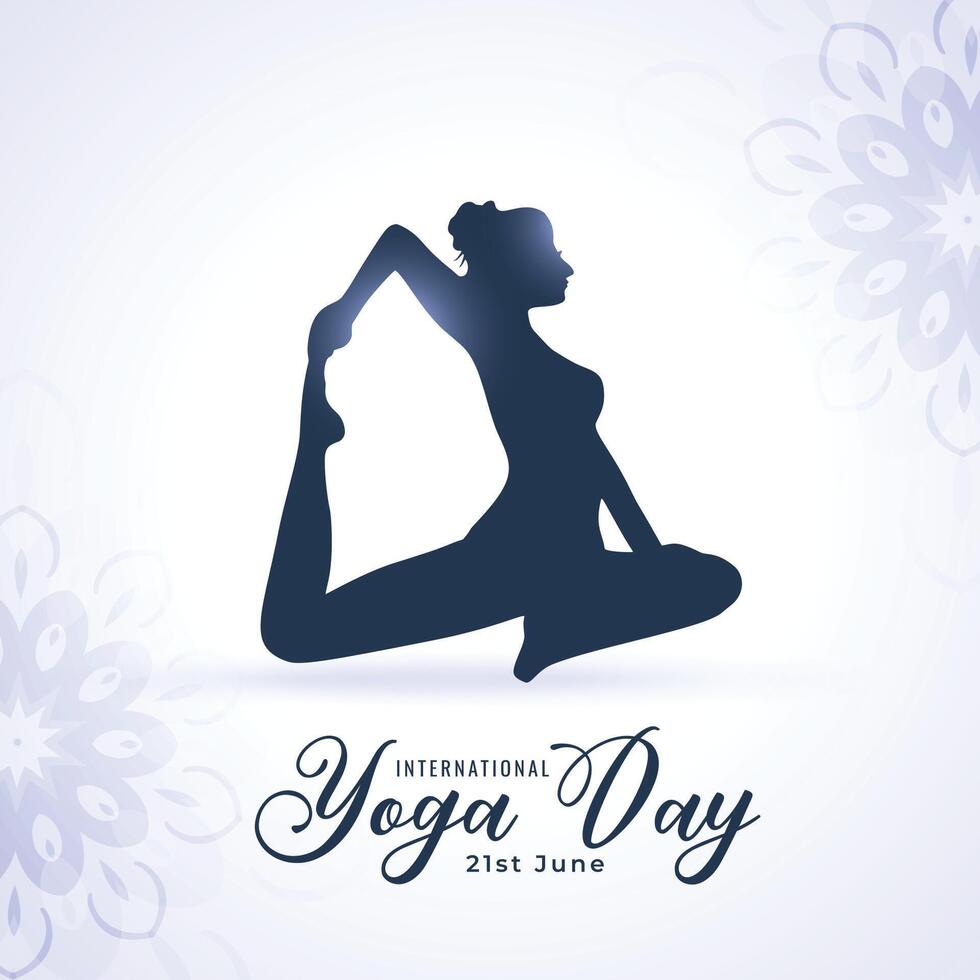 nice women silhouette background for 21st world yoga day vector