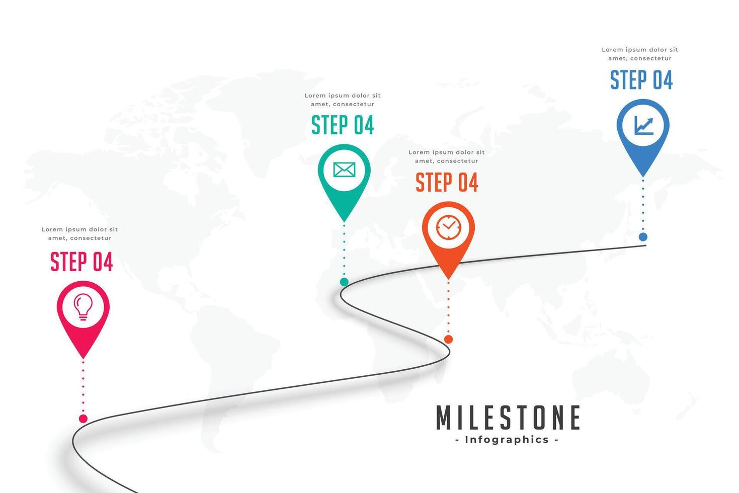 eye-catching four step infographic milestone template with success path vector