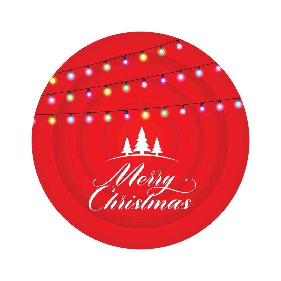 merry christmas festive tree background with colorful light string vector