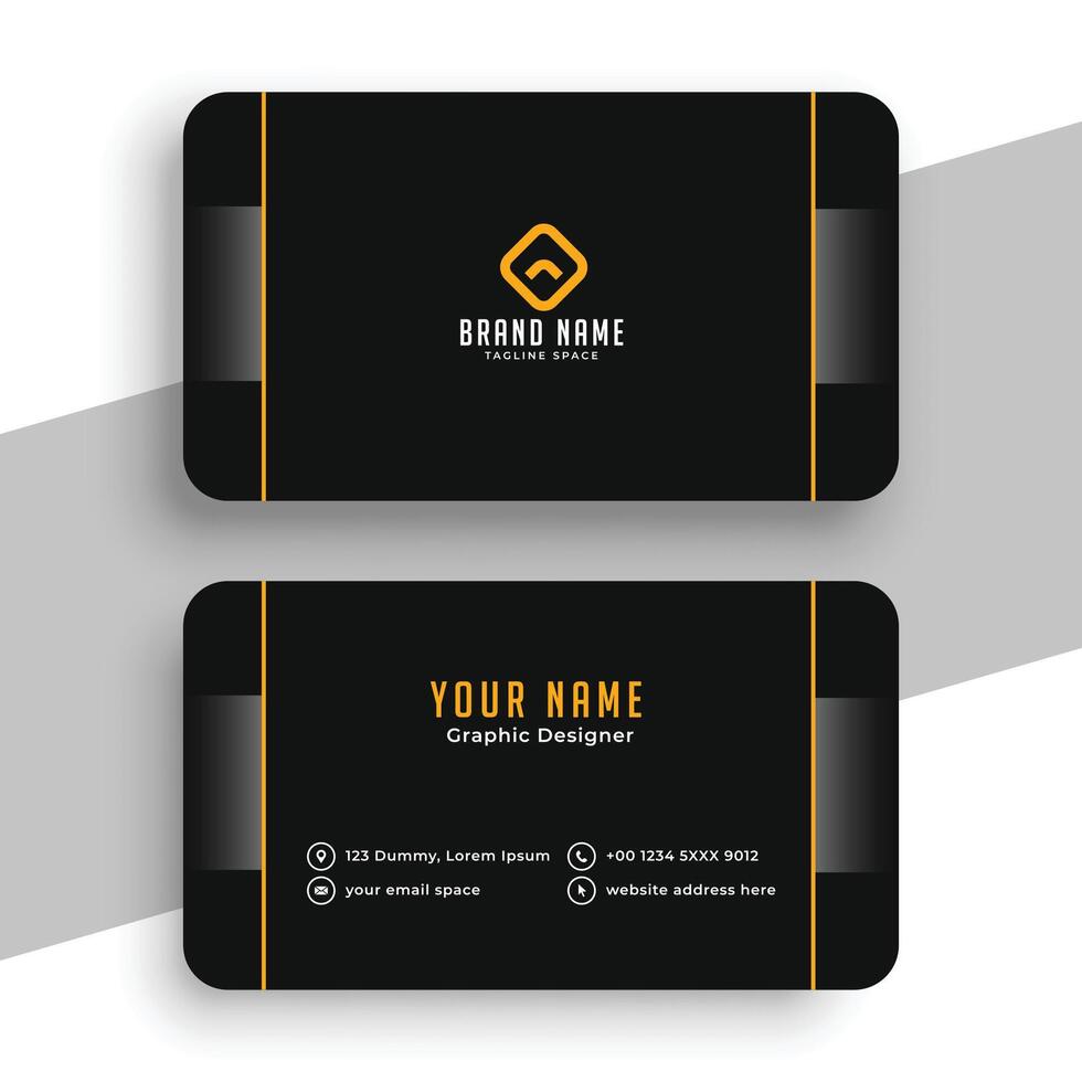 dark black corporate identity card template for individual info vector