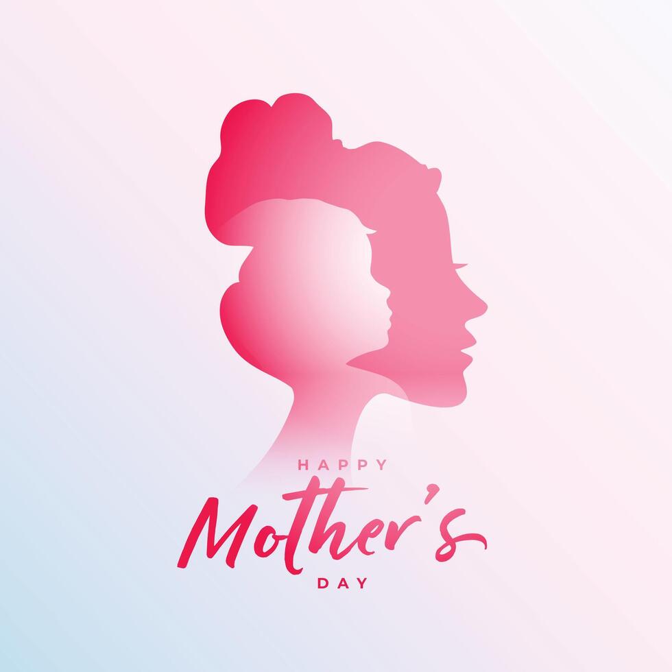 mom face with child shade mother's day card design vector