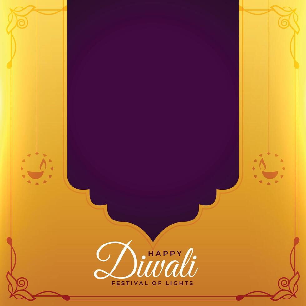 elegante contento diwali saludo tarjeta para festival de luces vector