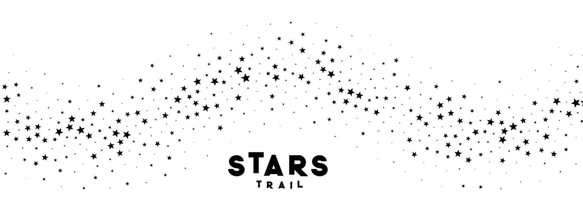 elegant scattered stars wavy trail path white background vector