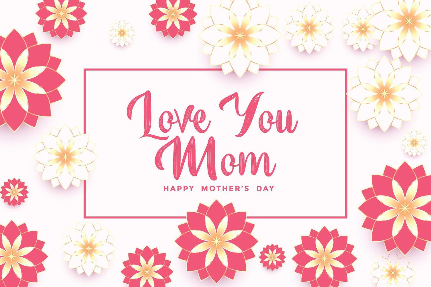 elegant mothers day beautiful flower greeting background design vector