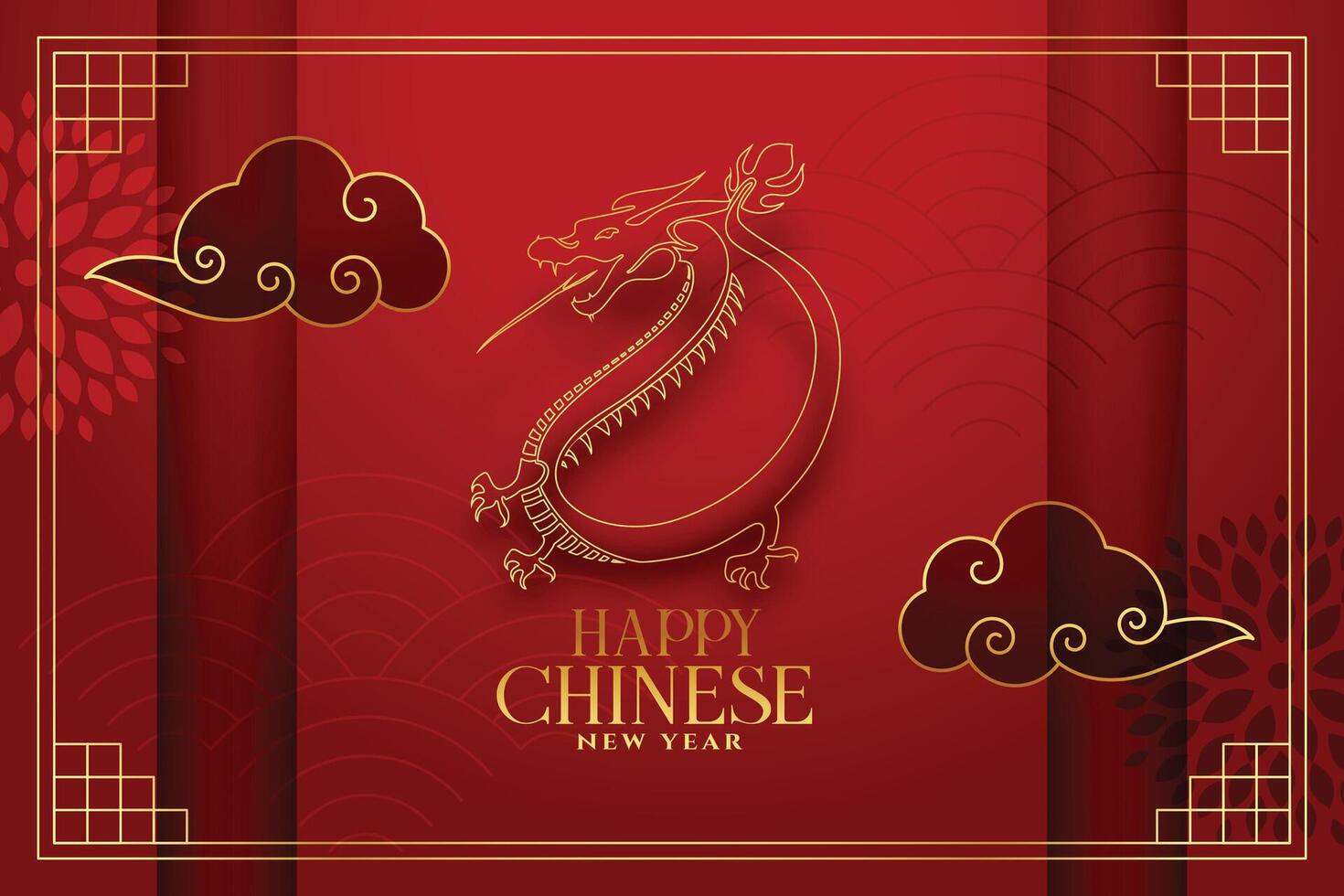2024 chinese new year zodiac dragon background with cloud design vector