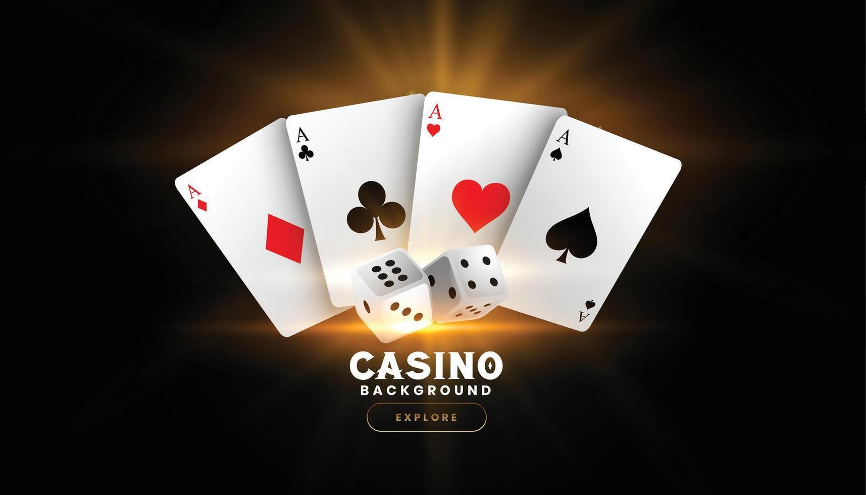 realistic casino dice banner with poker ace card design vector