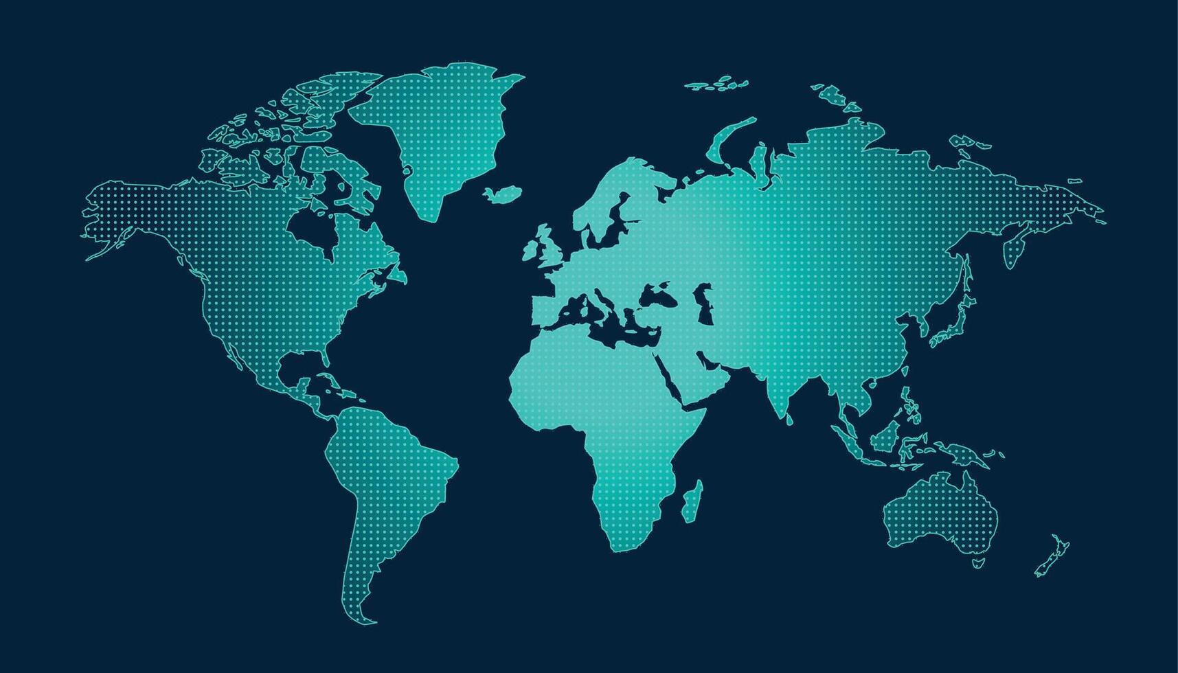bright aquamarine world map in dotted style template design vector