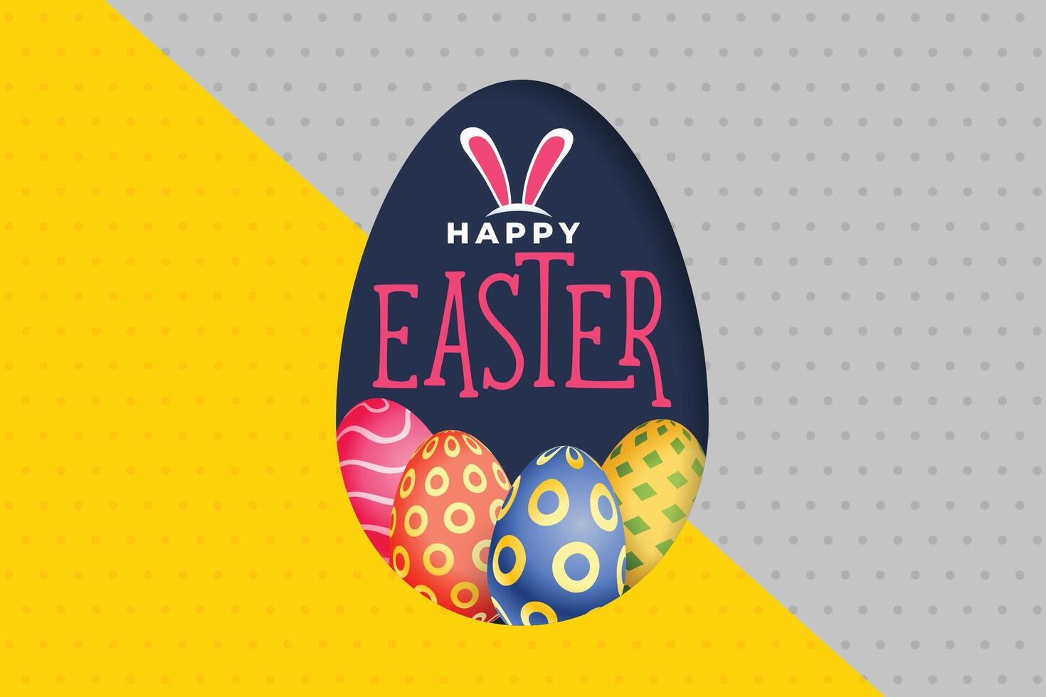 happy easter day colorful eggs background design vector