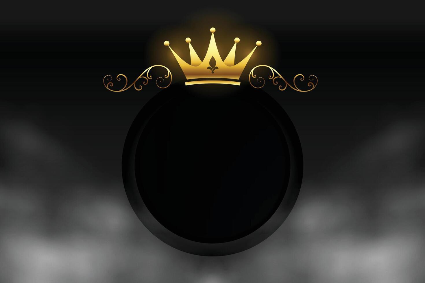 shiny golden crown background with image space and smoke effect vector