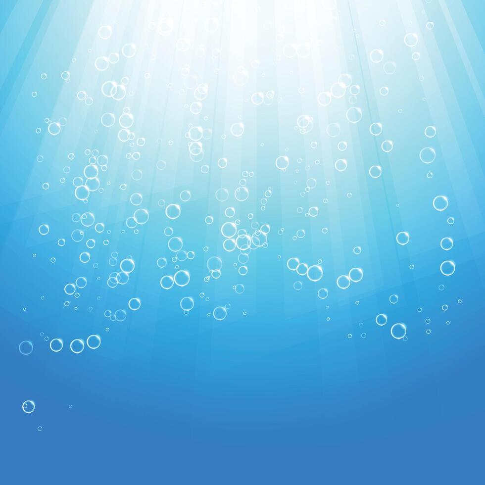 under water bubbles with sun light background vector