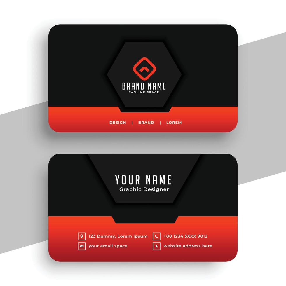 black and red business visiting card template design vector