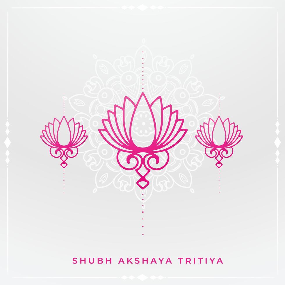 line art lotus flower decoration akshaya tritiya greeting background vector