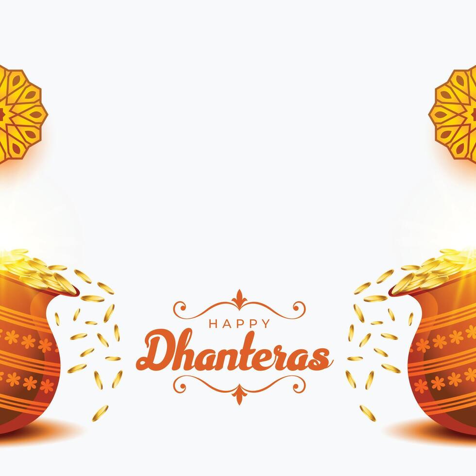 indian cultural happy dhanteras celebration background with golden coin pot vector