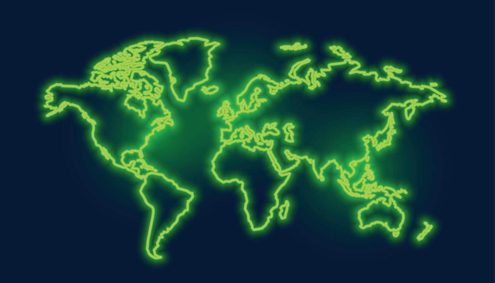 verde global mapa en neón estilo vector diseño