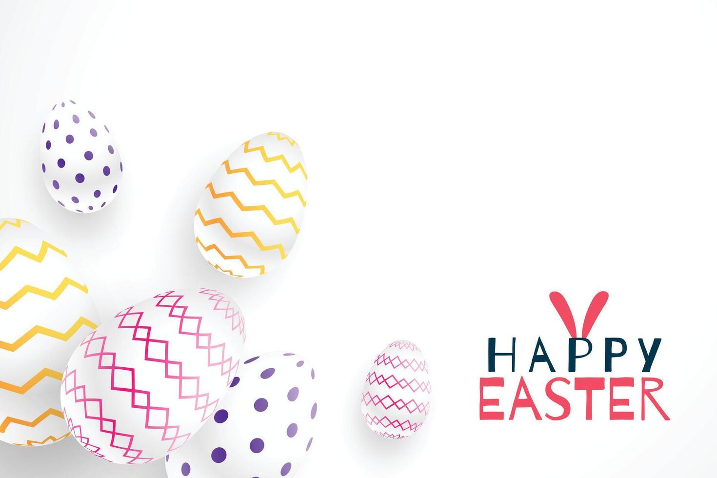 happy easter festival 3d realistic eggs design vector