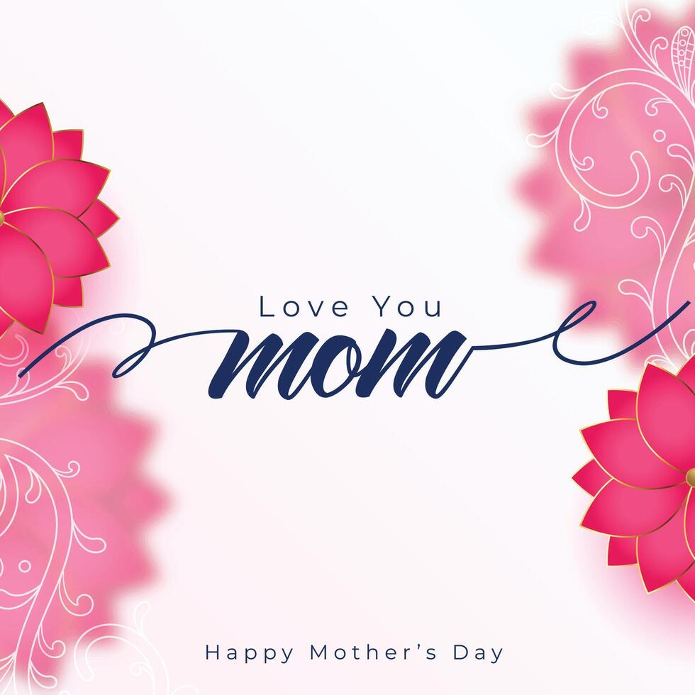 beautiful mother's day flower greeting card design vector