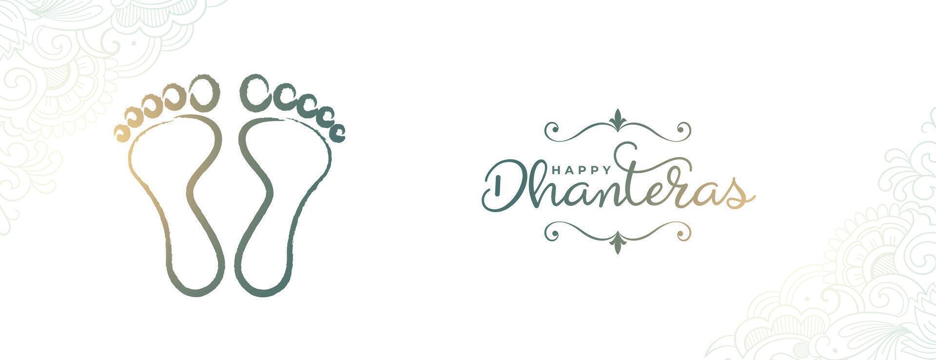 indian festival happy dhanteras worship banner with goddess feet design vector