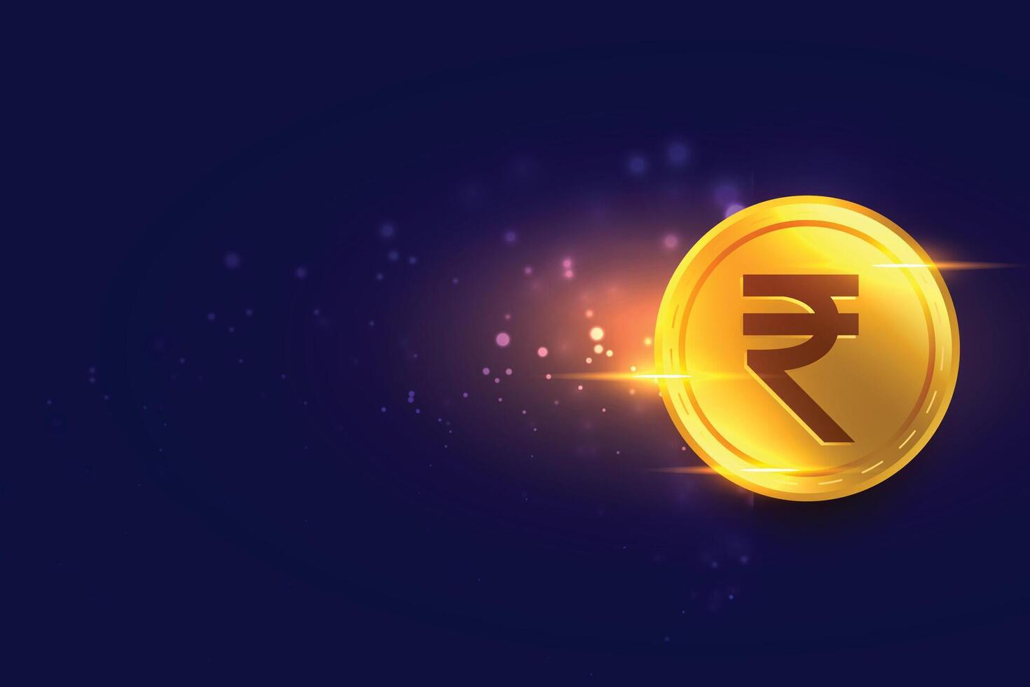 digital dinero indio rupia dorado moneda antecedentes con texto espacio vector