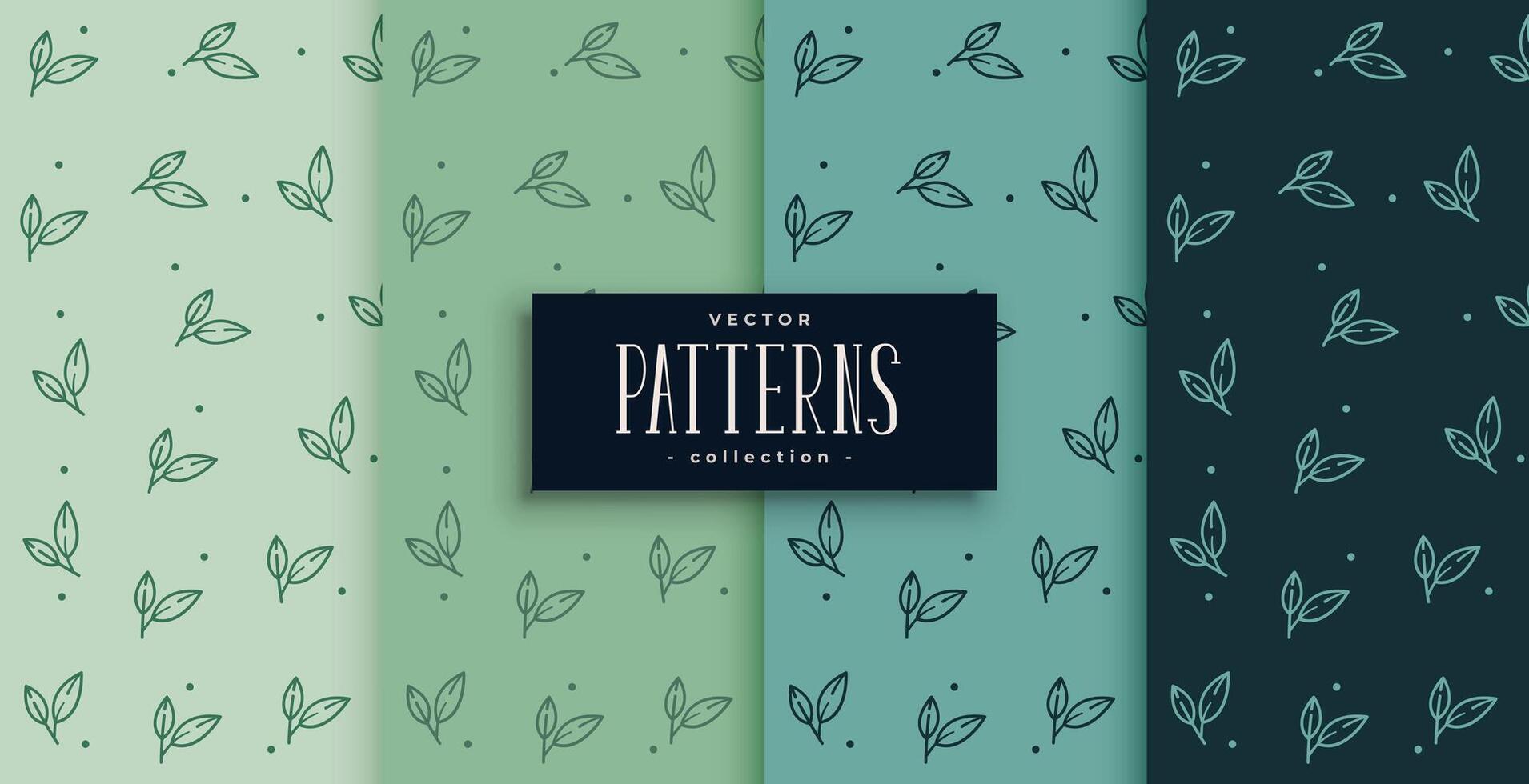 set of creative small leaves pattern in four colors vector