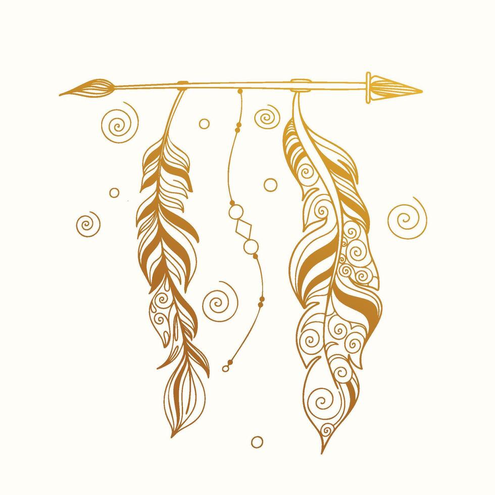 decorative abstract boho arrow and quill background for tribal cultural design vector