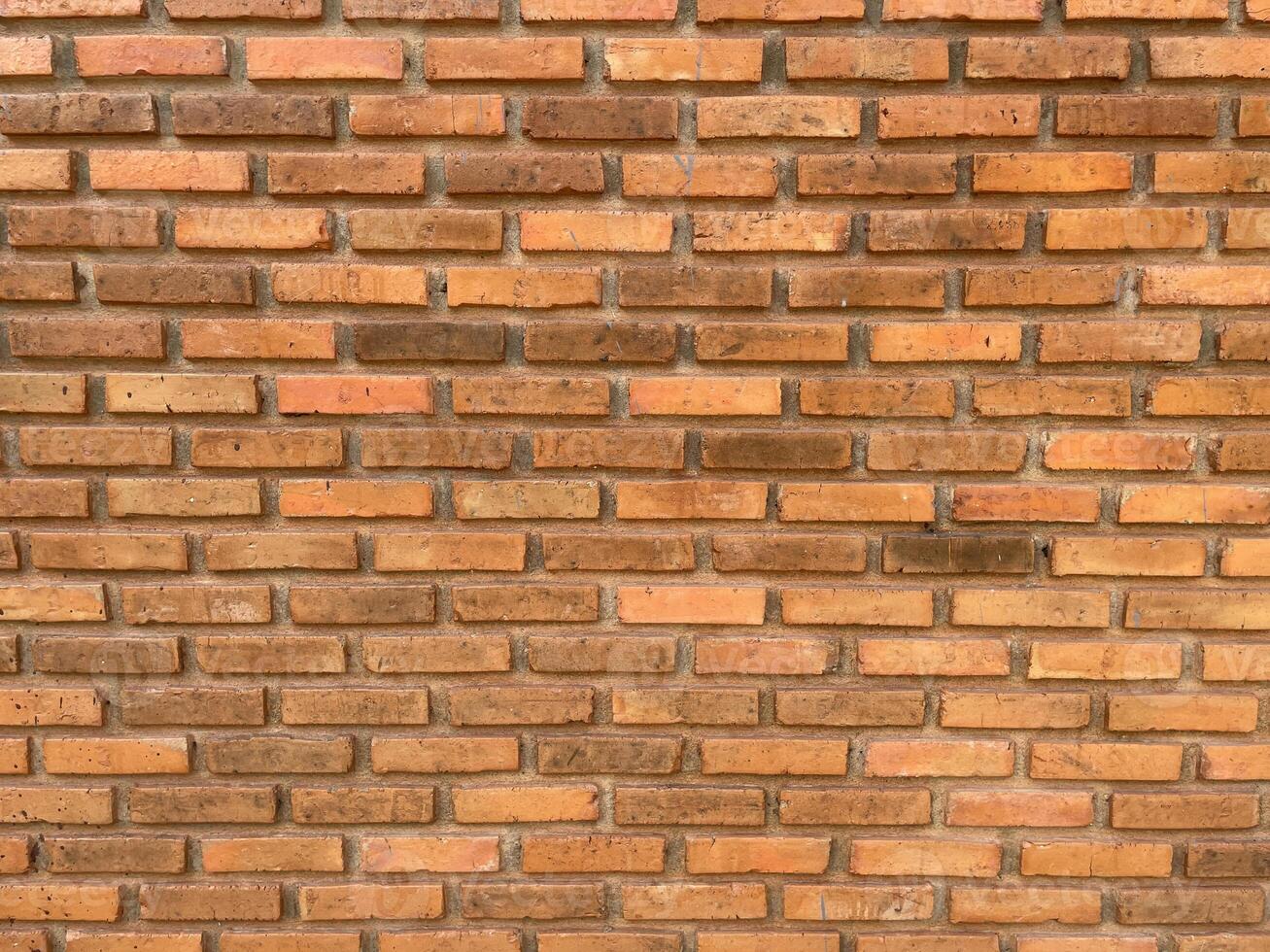 red brick wall background with grey cement texture. photo