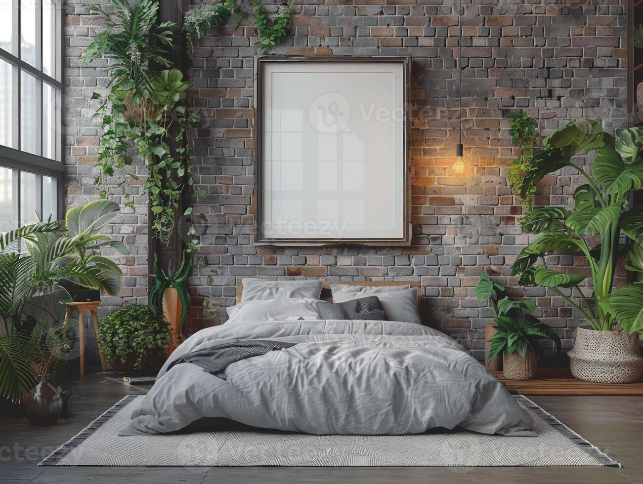 AI generated mock up wall art bedroom photo